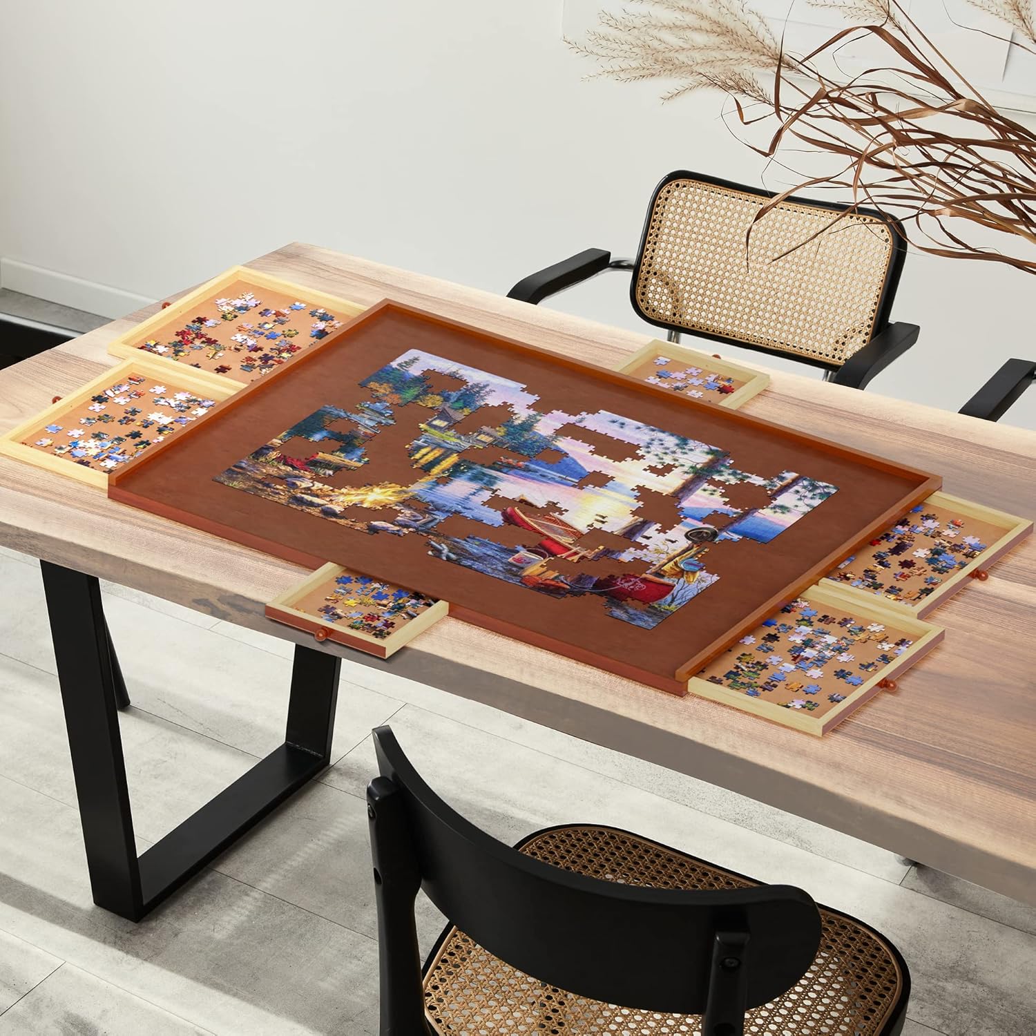 Plateau Puzzle 1500 Pièce – Avec Tiroirs de Rangement & Couvercle Protecteur