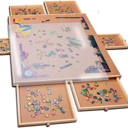 Plateau Puzzle 1500 Pièce – Avec Tiroirs de Rangement & Couvercle Protecteur